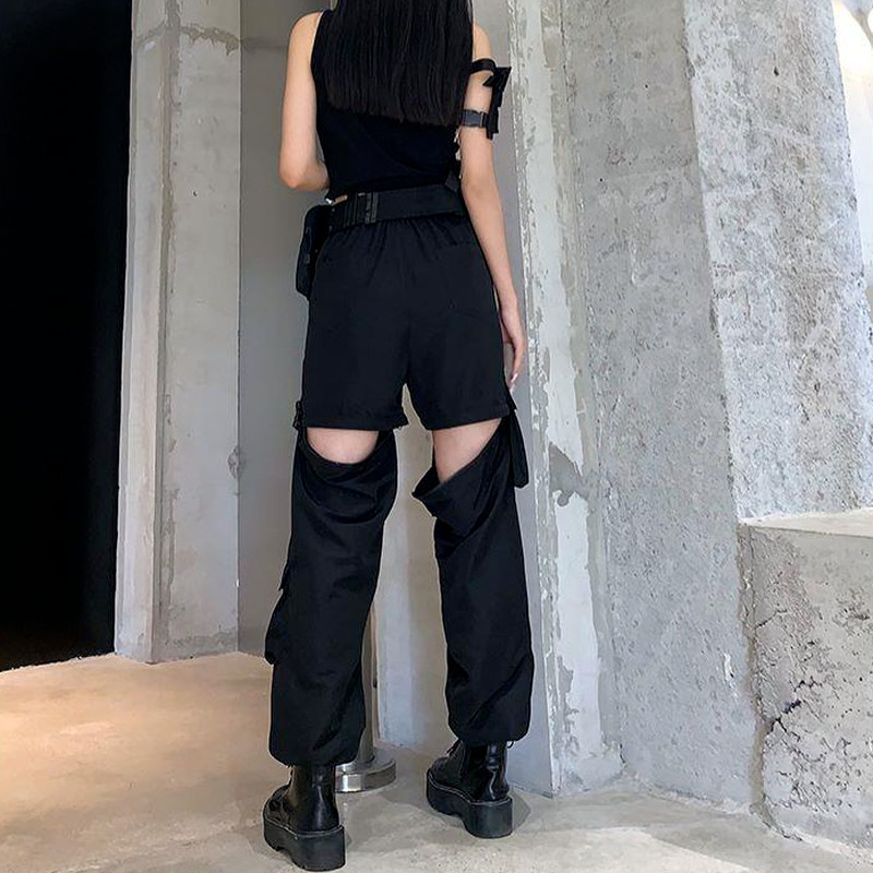 Γυναικεία παντελόνια Cargo 2021 Fashion Punk Jogger Παντελόνια Harajuku Streetwear All-match Άνοιξη μέχρι τον αστράγαλο Αισθητικό Μαύρο Φθινόπωρο Νέο