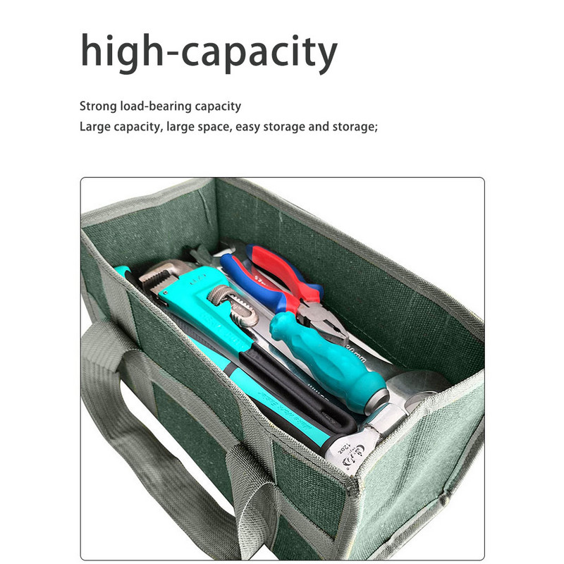 Vászon szerszámtároló táska hordozható csere nagy kapacitású daráló csavarkulcs csavarhúzó kézitáska tasak rendező 43x32x21cm