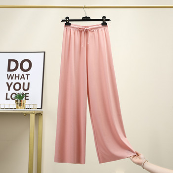 Ice Silk λεπτό καλοκαιρινό παντελόνι γυναικεία δροσερή αίσθηση Ελαστικό ψηλόμεσο φαρδύ ίσιο παντελόνι φαρδύ νέο casual παντελόνι