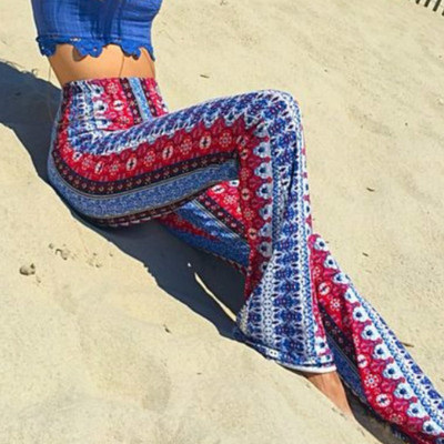 Ανοιξιάτικο φθινόπωρο παντελόνι με καμπάνα Γυναικείο παντελόνι Streetwear Flare Παντελόνι παραλίας Γυναικεία μόδα ελαστικό παντελόνι με στάμπα