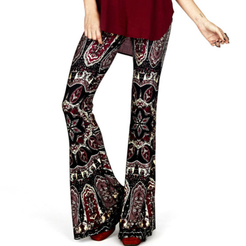 Ανοιξιάτικο φθινόπωρο παντελόνι με καμπάνα Γυναικείο παντελόνι Streetwear Flare Παντελόνι παραλίας Γυναικεία μόδα ελαστικό παντελόνι με στάμπα