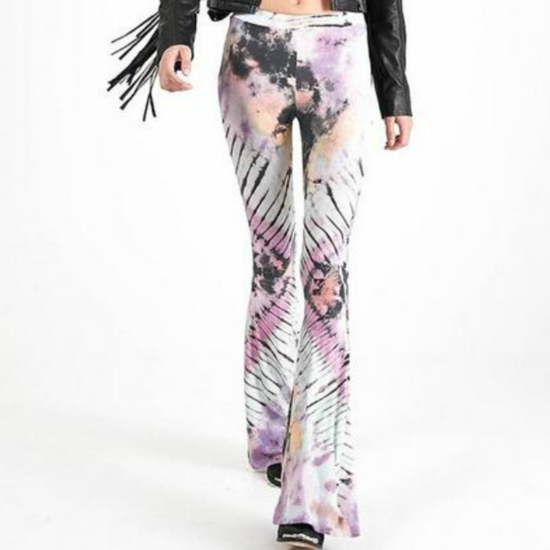 Ανοιξιάτικο φθινόπωρο παντελόνι με καμπάνα Γυναικείο παντελόνι Streetwear Flare Παντελόνι παραλίας Γυναικεία μόδα ελαστικό παντελόνι με στάμπα