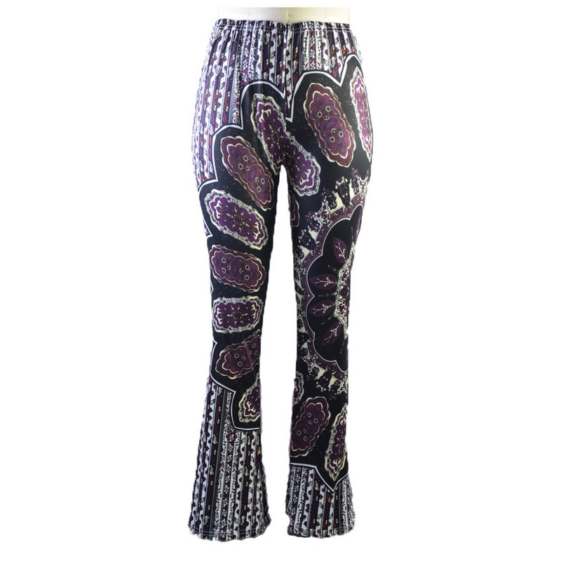 Ανοιξιάτικο φθινόπωρο παντελόνι με καμπάνα Γυναικείο παντελόνι Streetwear Flare Παντελόνι παραλίας Γυναικεία μόδα ελαστικό παντελόνι με στάμπα