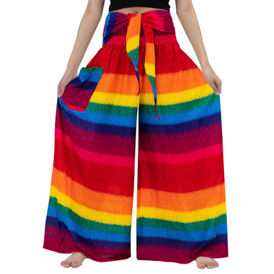 Bohém vintage virágmintás hosszú nadrágok, női, 2022 nyár, széles szárú derékközép Boho hip-hop hippi nagyméretű, bő nadrág