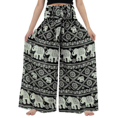 Bohém vintage virágmintás hosszú nadrágok, női, 2022 nyár, széles szárú derékközép Boho hip-hop hippi nagyméretű, bő nadrág