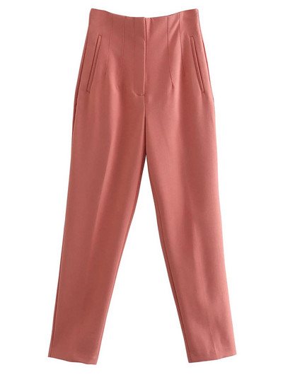 ZEVITY Sievietēm Modes Priekšējās Welt Kabatas Detaļas Šuves Bikses Vintage Augsts Viduklis Rāvējslēdzējs Fly Sieviešu potītes Bikses Mujer P1