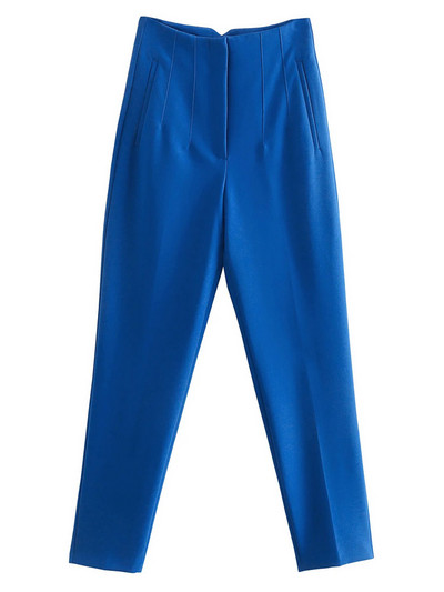 ZEVITY Sievietēm Modes Priekšējās Welt Kabatas Detaļas Šuves Bikses Vintage Augsts Viduklis Rāvējslēdzējs Fly Sieviešu potītes Bikses Mujer P1