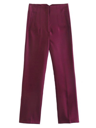 ZEVITY Sievietēm Modes Priekšējās Welt Kabatas Detaļas Šuves Bikses Vintage Augsts Viduklis Rāvējslēdzējs Fly Sieviešu potītes Bikses Mujer P1