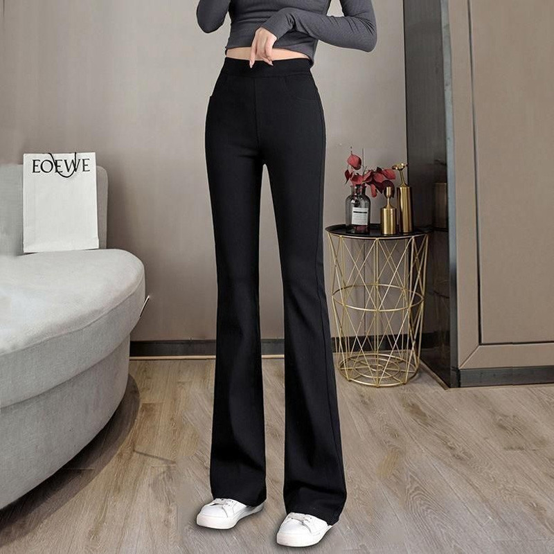 Pavasara rudens modes melnas bikses sievietēm ar augstu vidukli, biroja ikdienišķa korejiešu stila sieviešu ikdienas ērtas bikses 2023