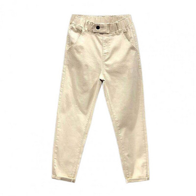 Modne ženske jednobojne široke harem hlače Usklađene ležerne pamučne traper hlače s elastičnim strukom Žute bijele traperice