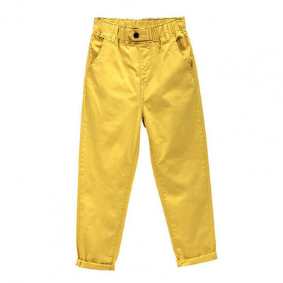 Modne ženske jednobojne široke harem hlače Usklađene ležerne pamučne traper hlače s elastičnim strukom Žute bijele traperice