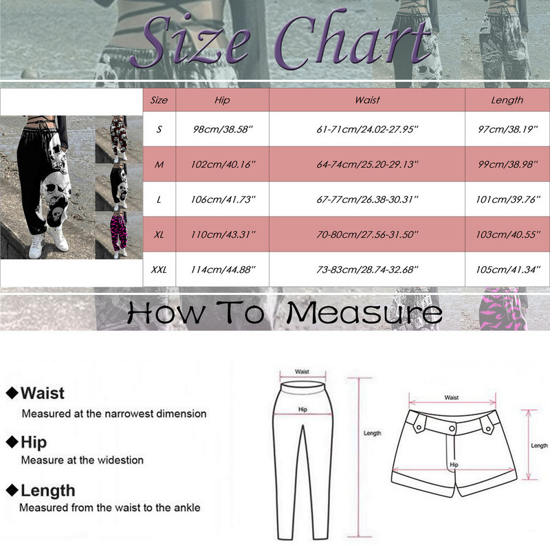 Roosad Skull Head Printiga dressipüksid Naistele Sügisene kottis Mood Oversize Jooksupüksid Halloweeni püksid Naiste Joggers Street