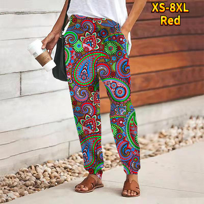 Γυναικεία χαλαρή εφαρμογή στη μέση της μέσης casual αθλητικό παντελόνι εκτύπωσης σε όλο το μήκος αναπνέει αθλητικά παντελόνια Chinos 8XL