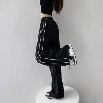 Y2K Baggy Cargo Παντελόνι Γυναικείο Streetwear Φαρδύ ελαστικό ψηλόμεσο παντελόνι Harajuku Hip Hop ίσιο φαρδύ παντελόνι μαύρο μπλε