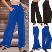 Női Nyári Sifon széles szárú nadrágok magas derekú széles szárú bő Bohemia szoknya nadrágok fekete elegáns tánc nadrágok Capris