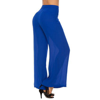 Női Nyári Sifon széles szárú nadrágok magas derekú széles szárú bő Bohemia szoknya nadrágok fekete elegáns tánc nadrágok Capris