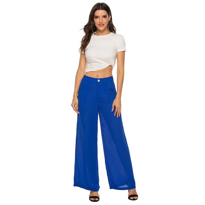 Női Nyári Sifon széles szárú nadrágok magas derekú széles szárú bő Bohemia szoknya nadrágok fekete elegáns tánc nadrágok Capris
