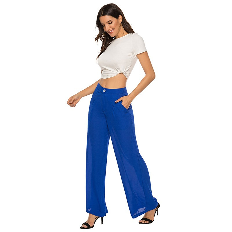 Női Nyári Sifon széles szárú nadrágok magas derekú széles szárú bő Bohemia szoknya nadrágok fekete elegáns tánc nadrágok Capris