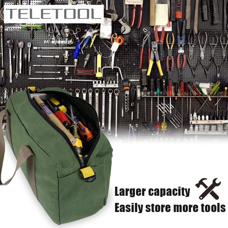 Kaasaskantav tööriistakott, suure mahutavusega hoiuruum Multifunktsionaalne veekindel remondivõti kruvikeeraja rulltööriista organiseerija lõuendist kandekott