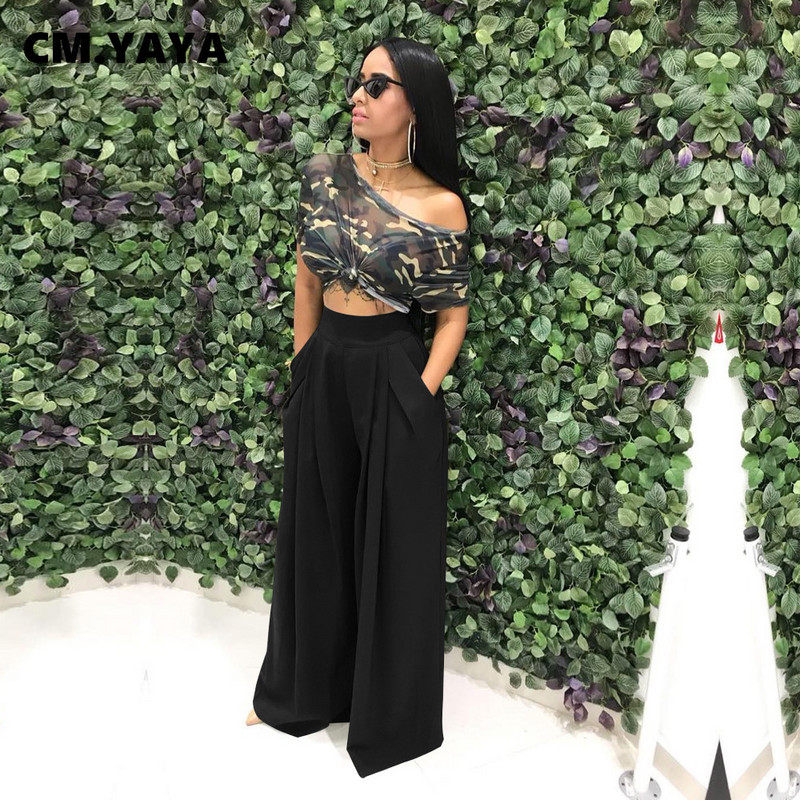 CM.YAYA Sieviešu taisnas bikses ar augstu vidukli Rudens ziema INS Streetwear Pamata platas garas bikses