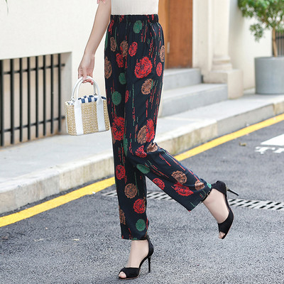 2023-as új női hárem nadrág nyári alsó, lezser, elasztikus derék kockás női bokáig érő, magas derekú nadrág