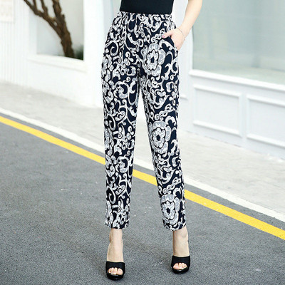 2023-as új női hárem nadrág nyári alsó, lezser, elasztikus derék kockás női bokáig érő, magas derekú nadrág