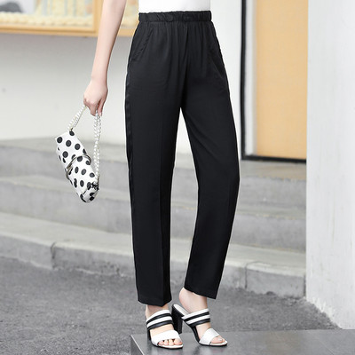 2023-as új női hárem nadrág nyári alsó, lezser, elasztikus derék kockás női bokáig érő, magas derekú nadrág