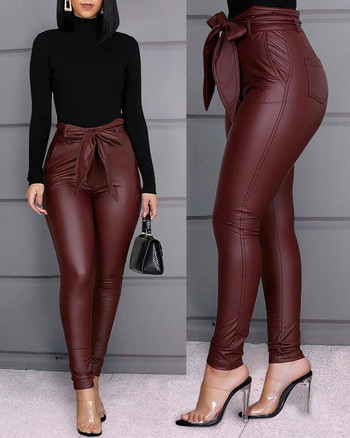 Plus Size 3XL Sexy Leather Γυναικείο Παντελόνι Skinny Elastic Jeggings PU Δερμάτινο κολάν Latex Ρούχα Plus Size Butt κολάν