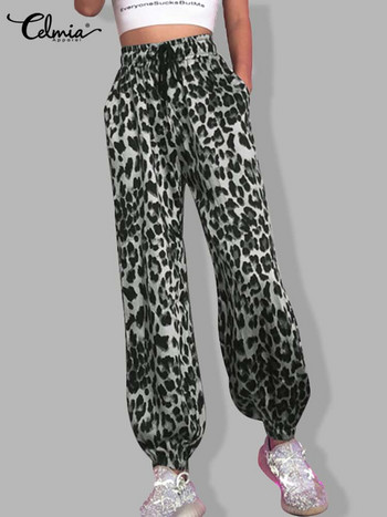 Celmia Γυναικεία Casual Pantalones Streetwear Μόδα παντελόνι Φαρδιά Leopard print Παντελόνι Jogger Κορδόνι 2023 Καλοκαιρινό παντελόνι χαρέμι