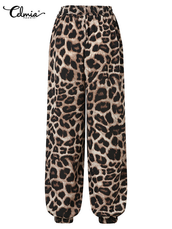 Celmia Ženske ležerne pantalone Streetwear Modne hlače Široke hlače za trčanje s leopard printom S vezicama Ljetne harem hlače 2023.