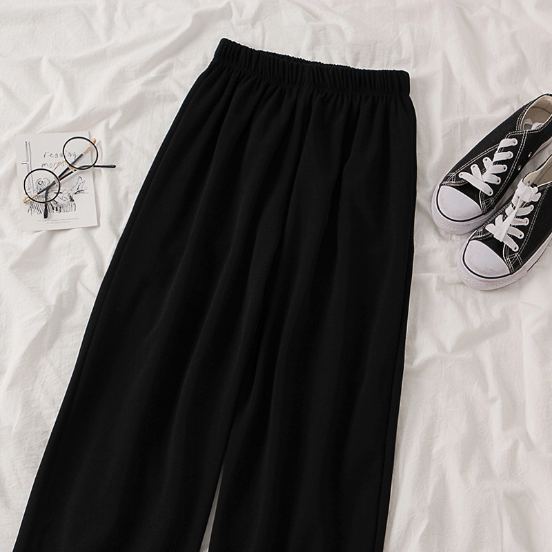 Ikdienas Bikses Sieviešu Pavasara Solid 3XL Vienkāršas Vispārīgas līdz potītei Elastīgs viduklis studentiem Harajuku korejiešu stila platas bikses