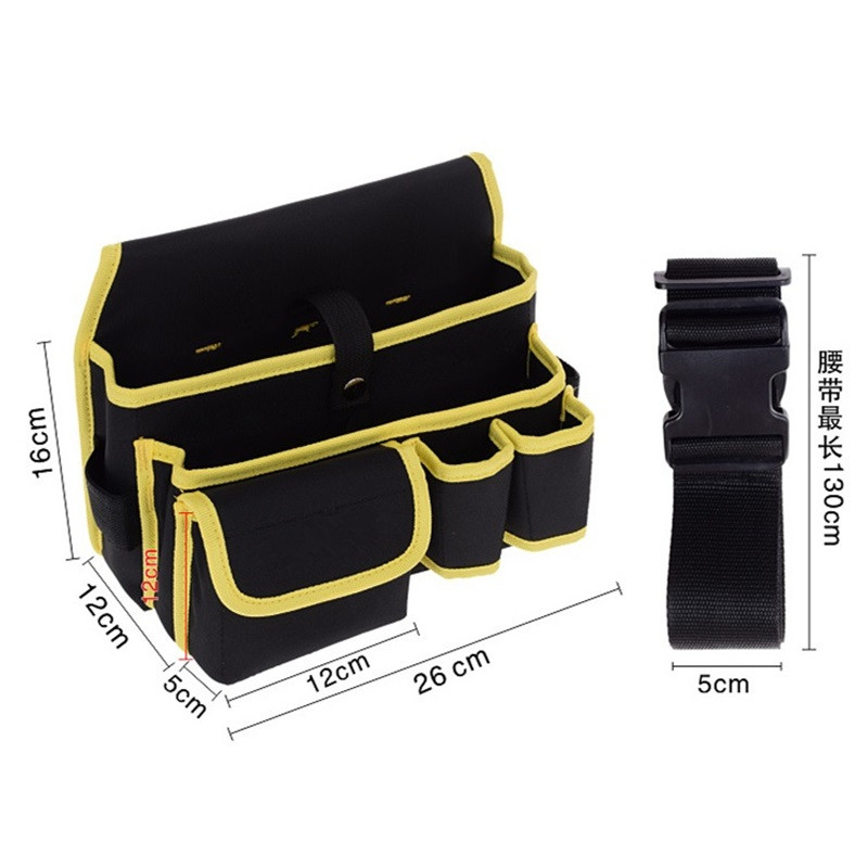 Több zsebes szerszámtáska, oxfordi szövetből készült vízálló szövetből készült szerszámkészlet válltestű, hardver szerelő villanyszerelő vászon övvel