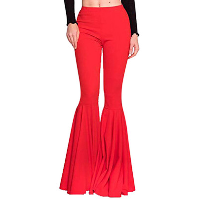 Įprastos rudeninės kelnės Elegantiškos solidžios moteriškos kelnės, apatinės poliesterio, elastingos jogos ilgos plačios kojos, madingos aukštu juosmeniu