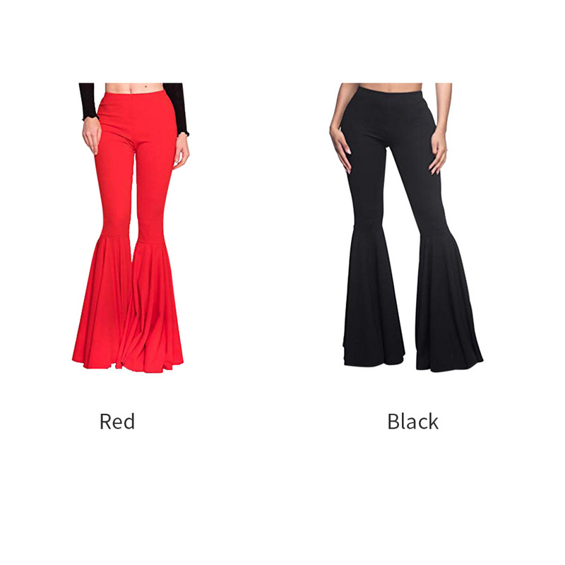 Įprastos rudeninės kelnės Elegantiškos solidžios moteriškos kelnės, apatinės poliesterio, elastingos jogos ilgos plačios kojos, madingos aukštu juosmeniu