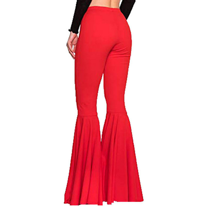 Įprastos rudeninės kelnės Elegantiškos solidžios moteriškos kelnės, apatinės poliesterio, elastingos jogos ilgos plačios kojos, madingos aukštu juosmeniu