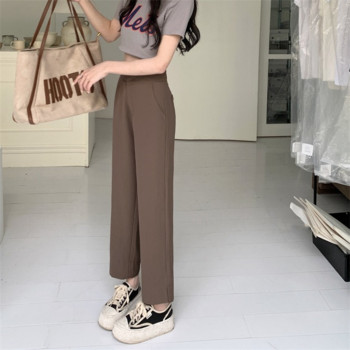 Ίσιο καθημερινό παντελόνι Γυναικείο Ψηλόμεσο Φαρδύ Κομψό Καλοκαιρινό Παντελόνι Γυναικεία Vintage All-Match Απλό μονόχρωμο κορεάτικο στυλ καθημερινά
