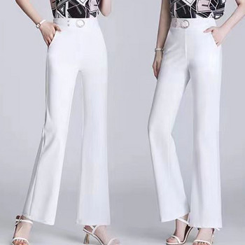 Ice Silk Drape μασίφ κοστούμι Παντελόνι Γυναικείο Ανοιξιάτικο Καλοκαίρι Μόδα Ψηλόμεση τσέπες σμίλευσης Χαλαρές 9 πόντους Micro flared παντελόνι