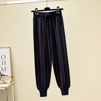 Diamonds Bling Γυναικεία Cropped Παντελόνια Κορεάτικη μόδα Παντελόνι Pencil Casual Joggers Ψηλόμεση Streetwear Harem Παντελόνι Reflective