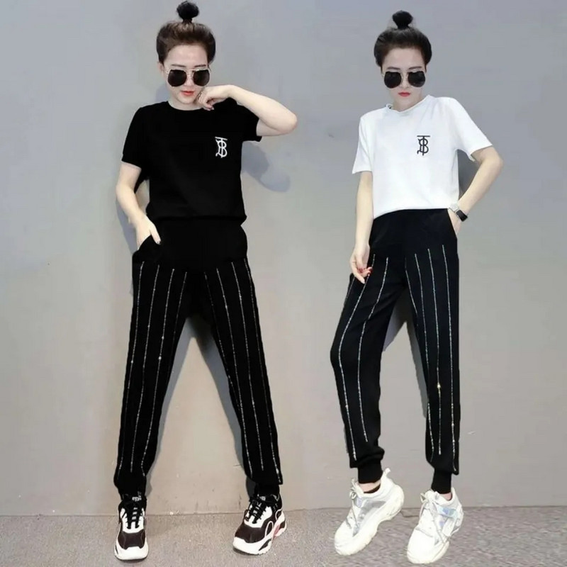 Diamonds Bling Γυναικεία Cropped Παντελόνια Κορεάτικη μόδα Παντελόνι Pencil Casual Joggers Ψηλόμεση Streetwear Harem Παντελόνι Reflective