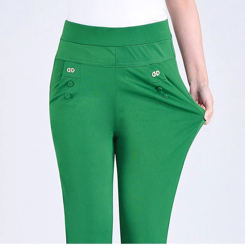 2022. aasta uued suvised naiste püksid vabaaja kõrge vöökohaga elastsed haaremipüksid vabad püksid, naiste sirged püksid 5XL