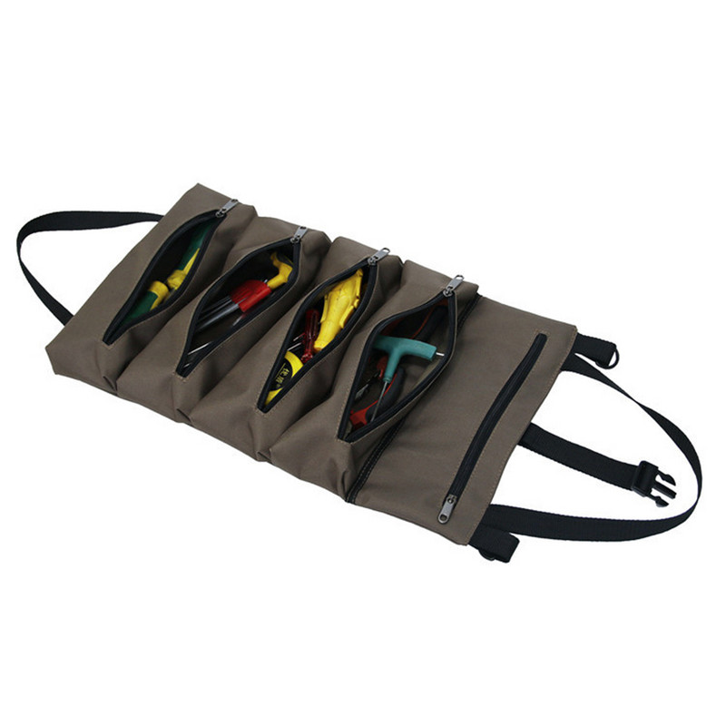 Mitmeotstarbeline tööriistade kokkurullimiskott Oxfordi riidest tööriistade korraldaja plastikpandlaga, hoiukohver, rippuva tööriista lukuga kott parandamiseks