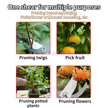 Трудоспестяваща градинска ножица за бране на плодове от неръждаема стомана, присаждане на цветни клони на овощни дървета, извита ножица, остра резитба, ръчен инструмент