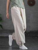 100% pamut női nadrágok tavaszi nyár egyszínű Retro Bloomers divatos sokoldalú női nadrágok magas derekú, laza alkalmi nadrágok