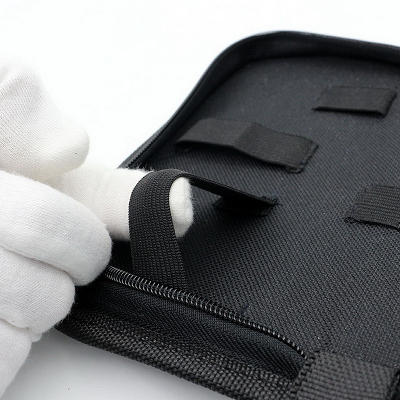 Melns daudzfunkcionāls audekla pulksteņu remonts pārnēsājama instrumentu soma rāvējslēdzēja uzglabāšanas rīks rāvējslēdzēja organizatora instrumenta daļu uzglabāšanas soma