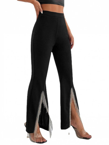 Ψηλόμεσο παντελόνι για γυναίκες με κούφιο στενό μακρύ παντελόνι 2023 Μόδα Νέα Solid Streetwear Γυναικεία Split Flare Παντελόνια Ropa Mujer