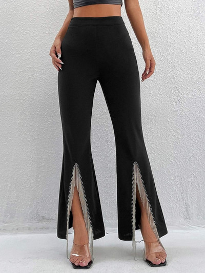 Női magas derekú nadrágok, vékony, hosszú nadrágok, 2023-as divat, új, tömör utcai viselet, női hasított, lobogó nadrág, Ropa Mujer