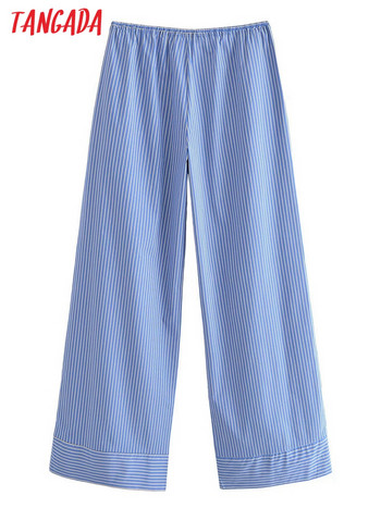 Tangada 2023 μόδας γυναίκες μπλε ριγέ παντελόνι φαρδύ παντελόνι γυναικείο παντελόνι με ελαστική μέση QN136