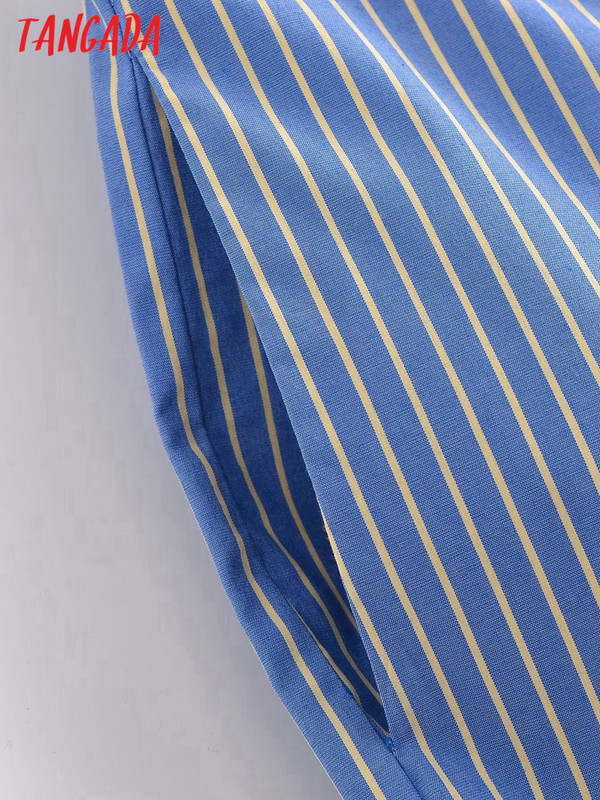 Tangada 2023 mood naiste sinisetriibulised laia säärega püksid püksid elastne vöökoht naiste püksid QN136