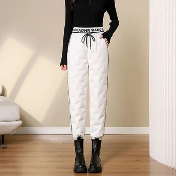 Street Fashion Γυναικεία πουπουλένια παντελόνια 2022 Νέο γράμμα συνονθύλευμα Χειμερινό χαρέμι Pantalones Αντιανεμικό ζεστό ελαστικό παντελόνι χιονιού στη μέση
