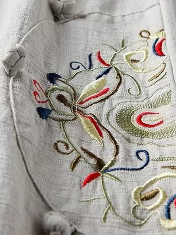 Pamut kevert női nadrág 2023, női, alkalmi, egyenes nadrág, virágos hímzés, bő, széles szárú női nadrág Pantalon Femme